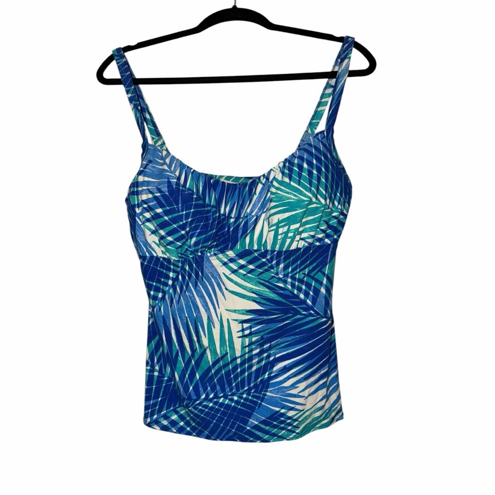 Coco Reef Blue & Teal Tropical Print Tankini Top 34D